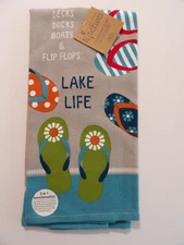 NWT Kay Dee Designs Towel - Decks, Docks, Boats & Flip Flops Lake Life (16"x26")