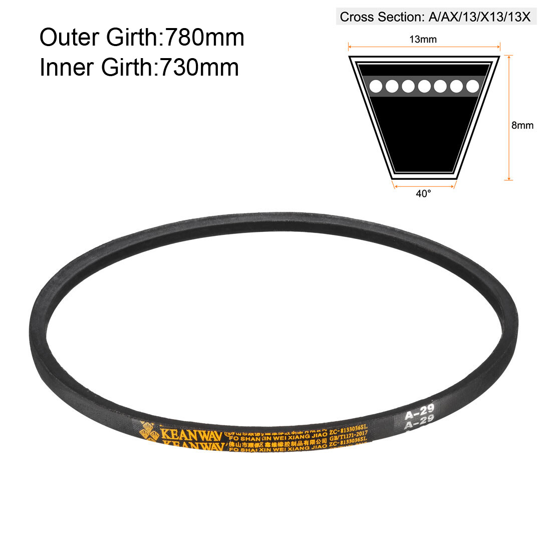 AV10X735 Cogged V-Belt – 735mm Inner Girth X 10mm Width X 6mm
