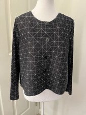 Cropped Women s Jacket Pleated Fabric Blue Buttons Abstract - Open Size S-L