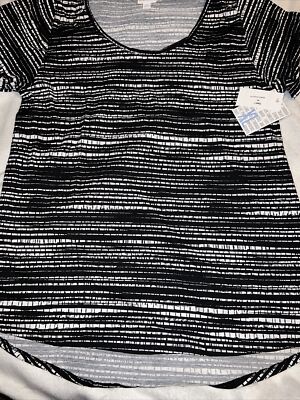 Lularoe Classic T Shirt Top Black White Stripe Grafitti Tunic XL 18/20 16/18  