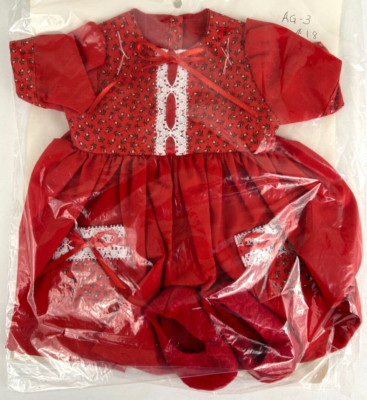 American Girl 18'' Doll, Homemade Outfit, Red Dress w/Pockets, and Red Shoes
