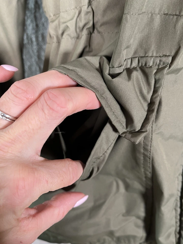 TAPONES PARA CLIMA BOLSOS MUJER VERDE OLIVA ABRIGO ACOLCHADO PARKA PIEL SINTÉTICA CÁLIDO Foto 2 de 4