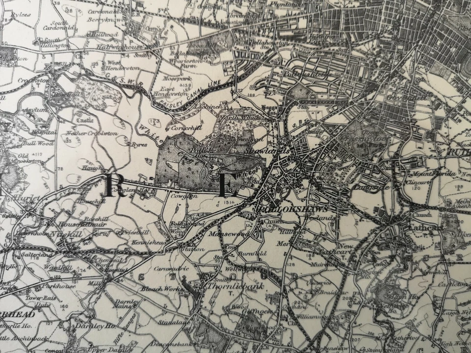 Mapa antiguo de Glasgow 1914 Foto 4 de 4