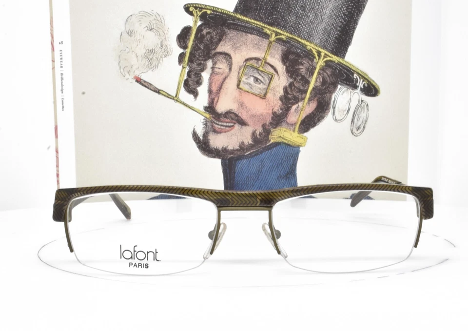 Anteojos vintage JEAN LAFONT verde oliva medio borde ClubMaster 55 mm bariton 427 Foto 2 de 4