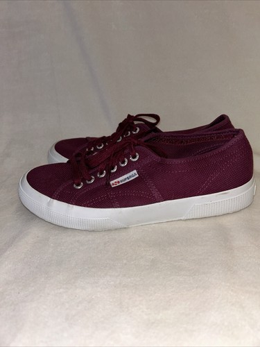 Sneakers Superga Cotu in tela da donna 8M rosso bordeaux marrone usate in ottime condizioni - Foto 5 di 13