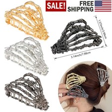 1-2 PACK Metal Skull Hair Clips Halloween Hair Clips Goth Punk Hair Accessories