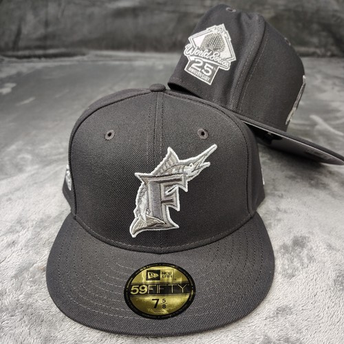 Gorra New Era Florida Marlins Grafito Serie Mundial 59FIFTY Ajustada 7 5/8 MLB - Imagen 2 de 9