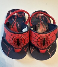 Marvel Spiderman Toddler Light Up Flip Flops With Heel Strap Size 5-6