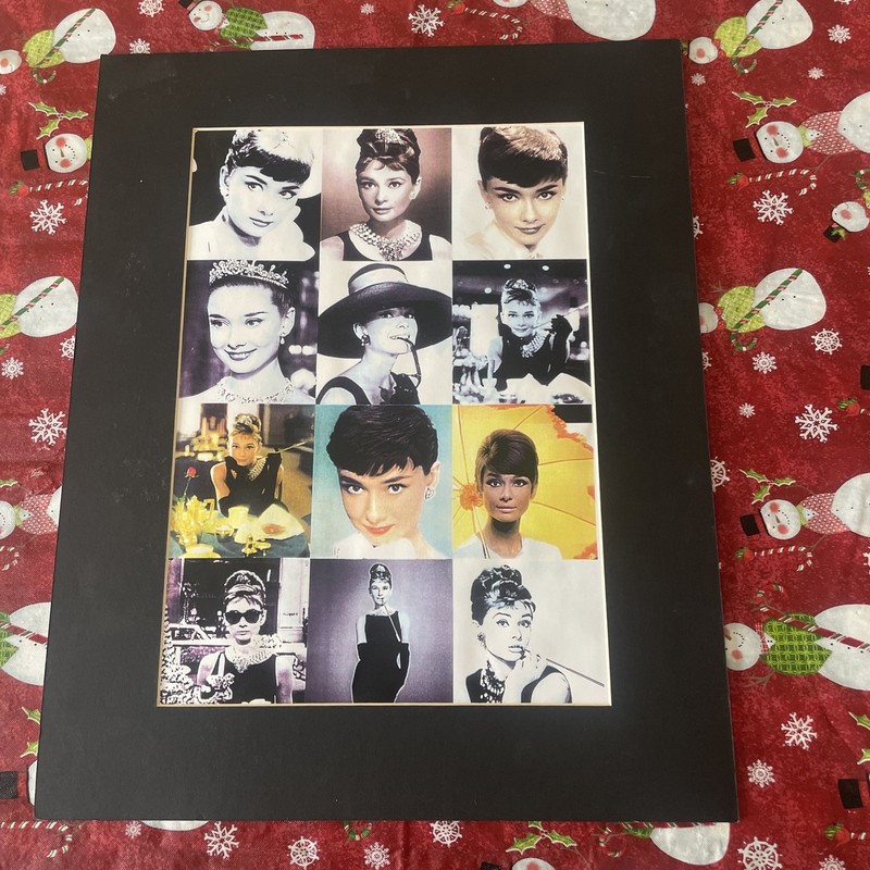 AUDREY HEPBURN Collage of 12 Famous Pictures in Mat (Ready for Framing) -16”x20”