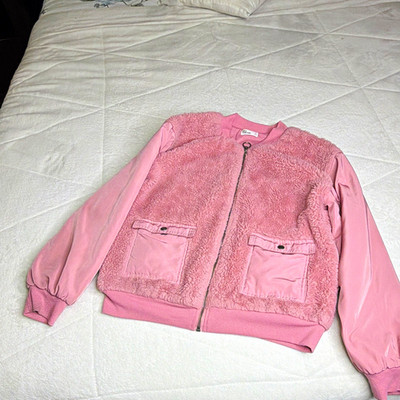 Epic Threads Pink Bomber Jacket XL Zip Front Pockets Short Long Sleeve