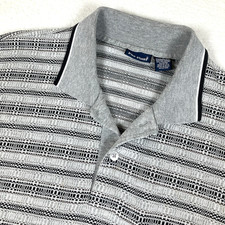 VTG Par Four Men Large USA Made Short Sleeve Gray Geometric Soft Knit Polo Shirt