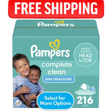 Pampers Baby Fresh Baby Wipes 3-Pack 216 Wipes Select for More Options 