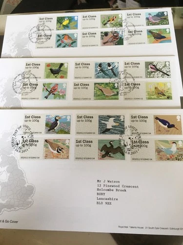 GB STAMPS RARE FIRST DAY COVER 2010-11 POST & GO SELECTION OF BIRDS