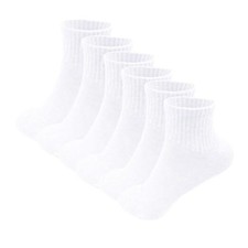 6 Pack-Women's Athletic Quarter Ankle Low Cut Cotton Socks 9-11 Quarter- White