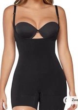 Curveez® Second Skin Hip Hugger Bodysuit Shapewear Black Sz LG  CUR3005