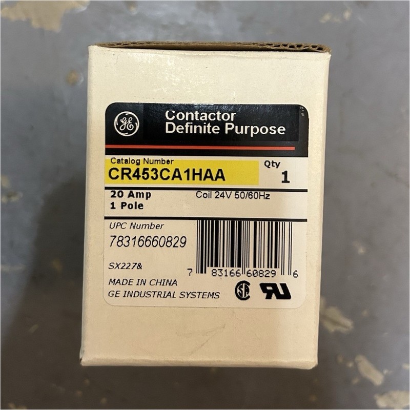GE CR453CA1HAA Definite Purpose Contactor 1-Pole SPST-NO 20A 24V AC 50/60Hz