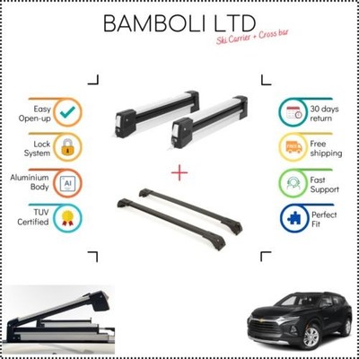 Bamboli 29.5'' Ski Carrier & Black Cross Bar Set For Chevrolet Blazer 19>Up 4 pcs