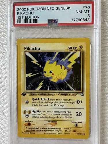 PIKACHU 2000 Pokémon Neo Genesis Ist Edition #70  PSA 8