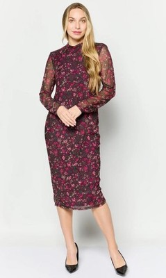 fuchsia metallic dress Bodycon Long Metallic Prom Dress with Corset Fuchsia / 8