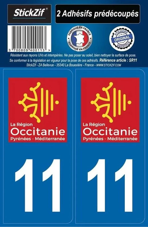 ADHESIFS REGION DEPARTEMENT 11 OCCITANIE X2 - Photo 1/1