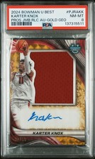 2024-25 BOWMAN BEST U KARTER KNOX /50 TRUE GOLD JUMBO WORN PATCH AUTO AUTO PSA 8