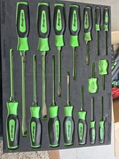 Snap On 16 pc Instinct Soft Grip Green Screwdriver Set with Foam PRO-FI