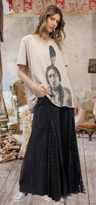 Blue Velvet Free Style Anthropologie Vintage boho t-shirt top blouse shirt XL NW