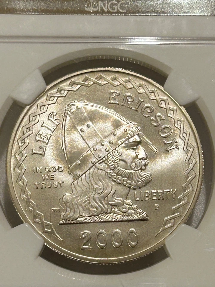 2000 P Leif Ericson Silver Dollar NGC MS69 Only  28,150 Minted - Image 2 of 4