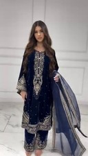 Designer Indian Pakistani Velvet Palazzo Suit Bollywood Beautiful Salwar Kameez