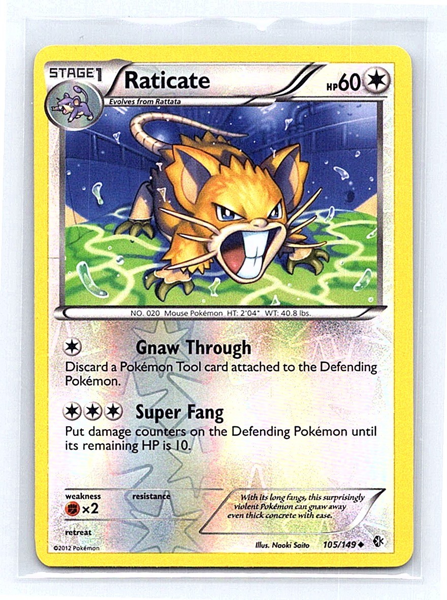 Raticate Reverse Holo 105/149 Boundaries Crossed Uncommon LP