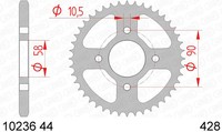 Kettenrad Stahl 44-ZäHne 428-Teilung FüR Honda CBR 125 RW 80 Km/H Bj. 2011