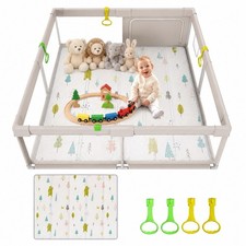 Baby Toddler Playpen Safety Fence Antislip Mat 59x59 Beige XL Indoor Outdoor