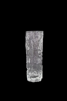 Ravenhead Bark Textured Clear Art Glass Cylinder Vase MCM British Ice Glass