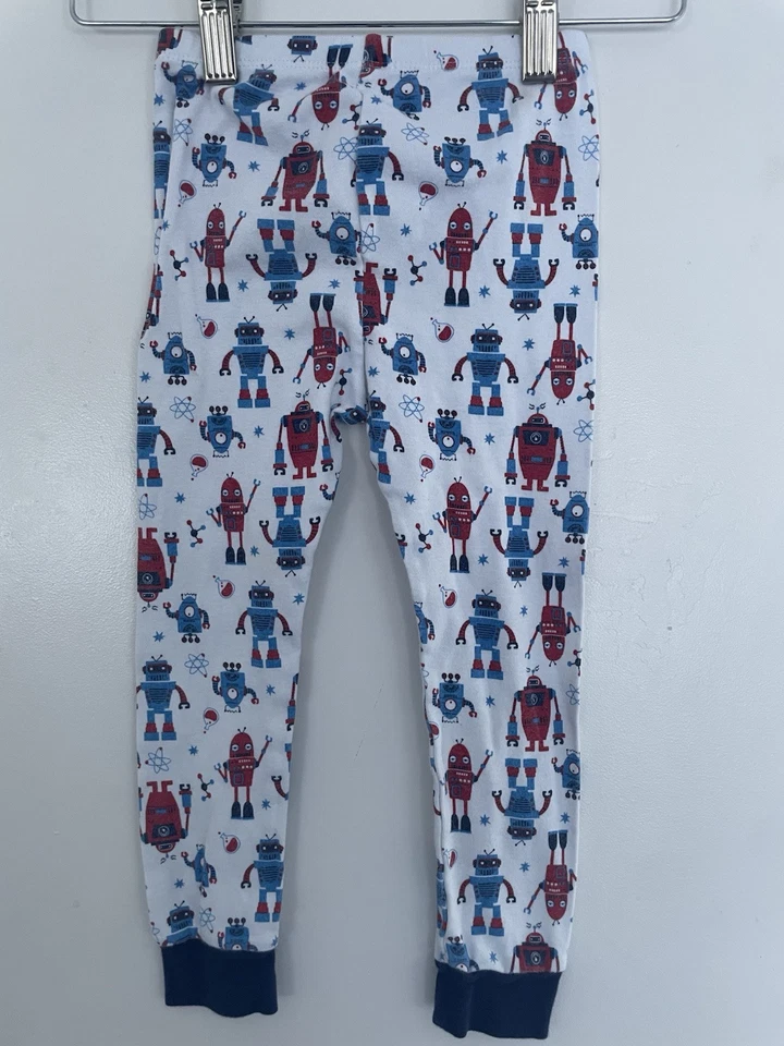 Lindos pantalones de pijama blancos 4T de cintura elástica robot rojo azul colorido niño pequeño 4T Foto 4 de 4