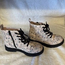 Girls Art Class Zoe Flower Print Combat Style Boots Size 3