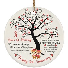 3 Years Love Story Ornament Happy 3rd Anniversary Deer Couple Christmas Gift