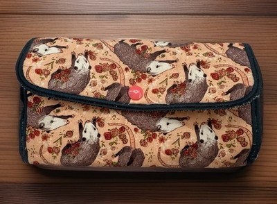 Possum Wallet  Oppossum Floral Flower Creature Unique Hand Sewn