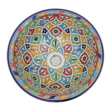 Moroccan Sink Washbasin Wash Basin Ceramic Vessel Bowl Multi Free Waste (SW134)