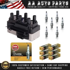 Ignition Coil & 6 NGK Platinum Spark Plug for 1993-1994 Volkswagen Corrado 2.8L
