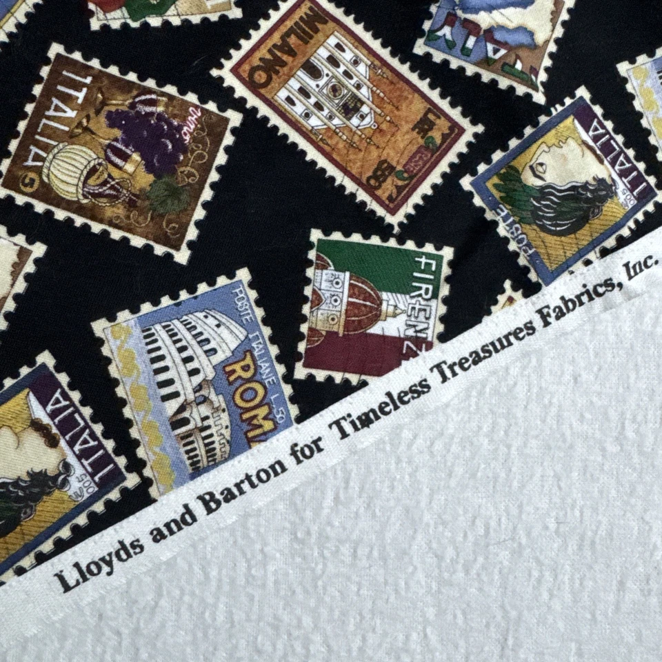 Estampillas postales de tela de algodón tesoros atemporales manualidades para acolchar 1 yarda Foto 4 de 4