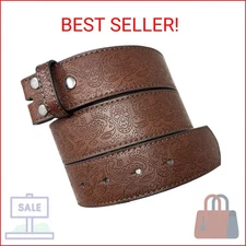 BC Belts Leather Belt Strap with Western Skull and Paisley Embossed Pattern 1.5"