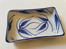 Vintage Domit Rajaniklal baking dish, small 419A, blue & white casserole, India