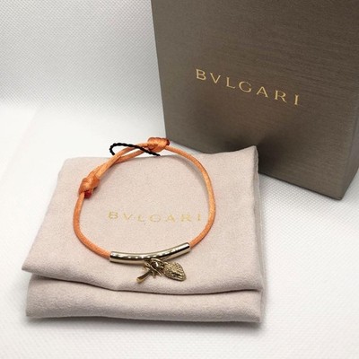 Bvlgari Serpenti Forever Bracelet Orange Fabric Metal Snake Accessory New W/Box