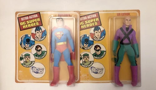 MATTEL 2009 RETRO-ACTION DC Super Heroes SUPERMAN & LEX LUTHOR  Mego Style