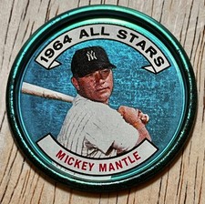 1964 TOPPS MICKEY MANTLE 1964 ALL STARS RIGHT HANDED BLUE COIN #131 VINTAGE