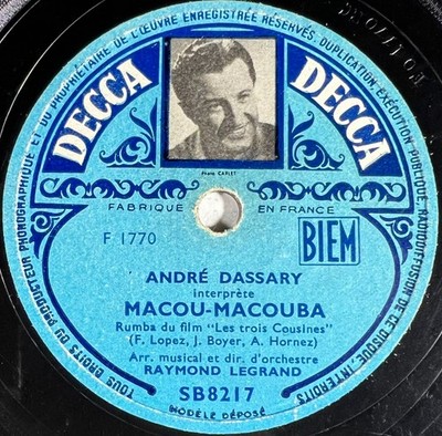 André Dassary: Macou Macouba / Perdument DISC 78 RPM DECCA SB 8217