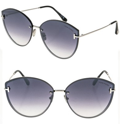 TOM FORD EVANGELINE TF1106 16C Silver Blue Metal Sunglass Authentic 1106 FT1106