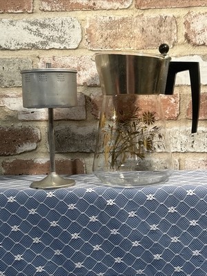 Vintage Glass Gold Wheat~Starburst Coffee Pot~Mid Century Modern~Douglas