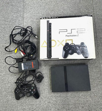 SONY PlayStation 2 SCPH-77000CB Black Slim Console Tested w/ Box, Controller