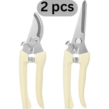 2Pcs Professional Pruning Shears (Include 1 Bypass Pruning Shears and 1 Straight